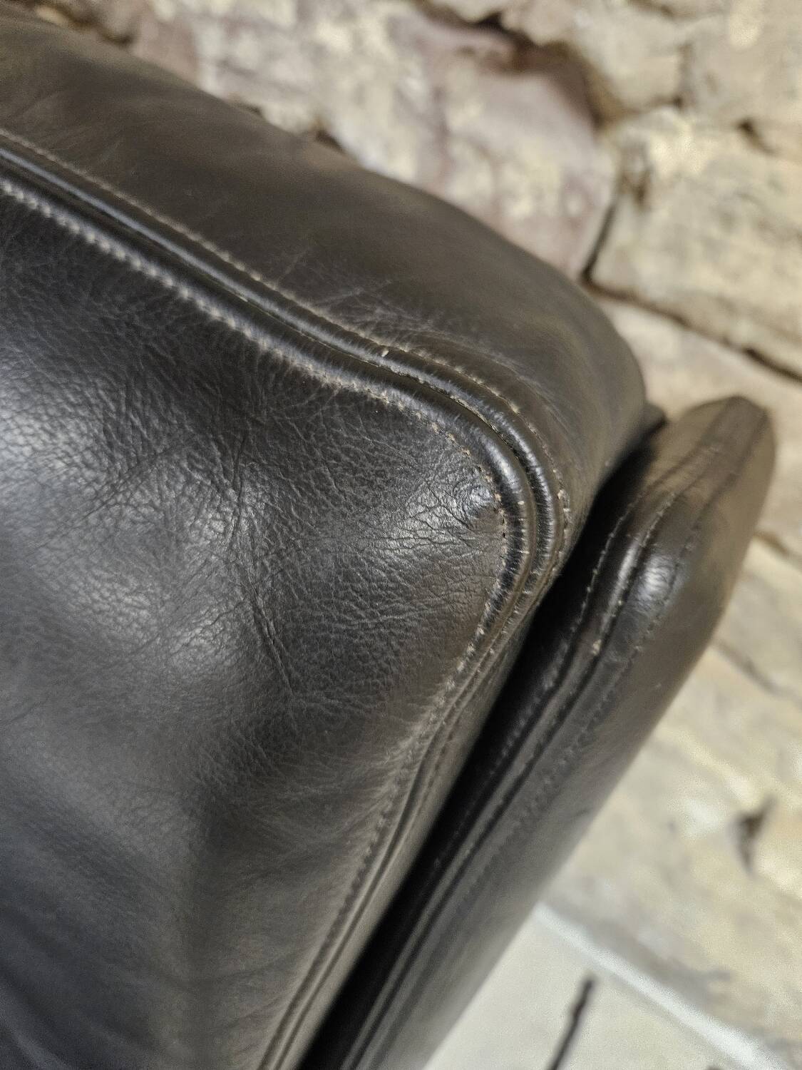 Vintage leather bench sofa 1970"