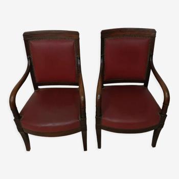 Pair of mahogany armchairs - late xviiith / early xixth