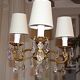 France Vintage - Antique Brass Chandelier with Tassels and Lampshades