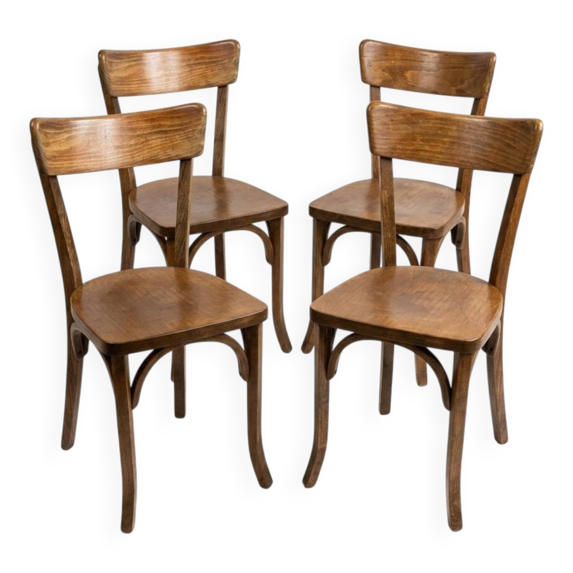 Set of 4 "Bandeau" bistro chairs in bent beech, Thonet style – 1