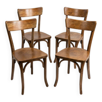 Set of 4 "Bandeau" bistro chairs in bent beech, Thonet style – 1