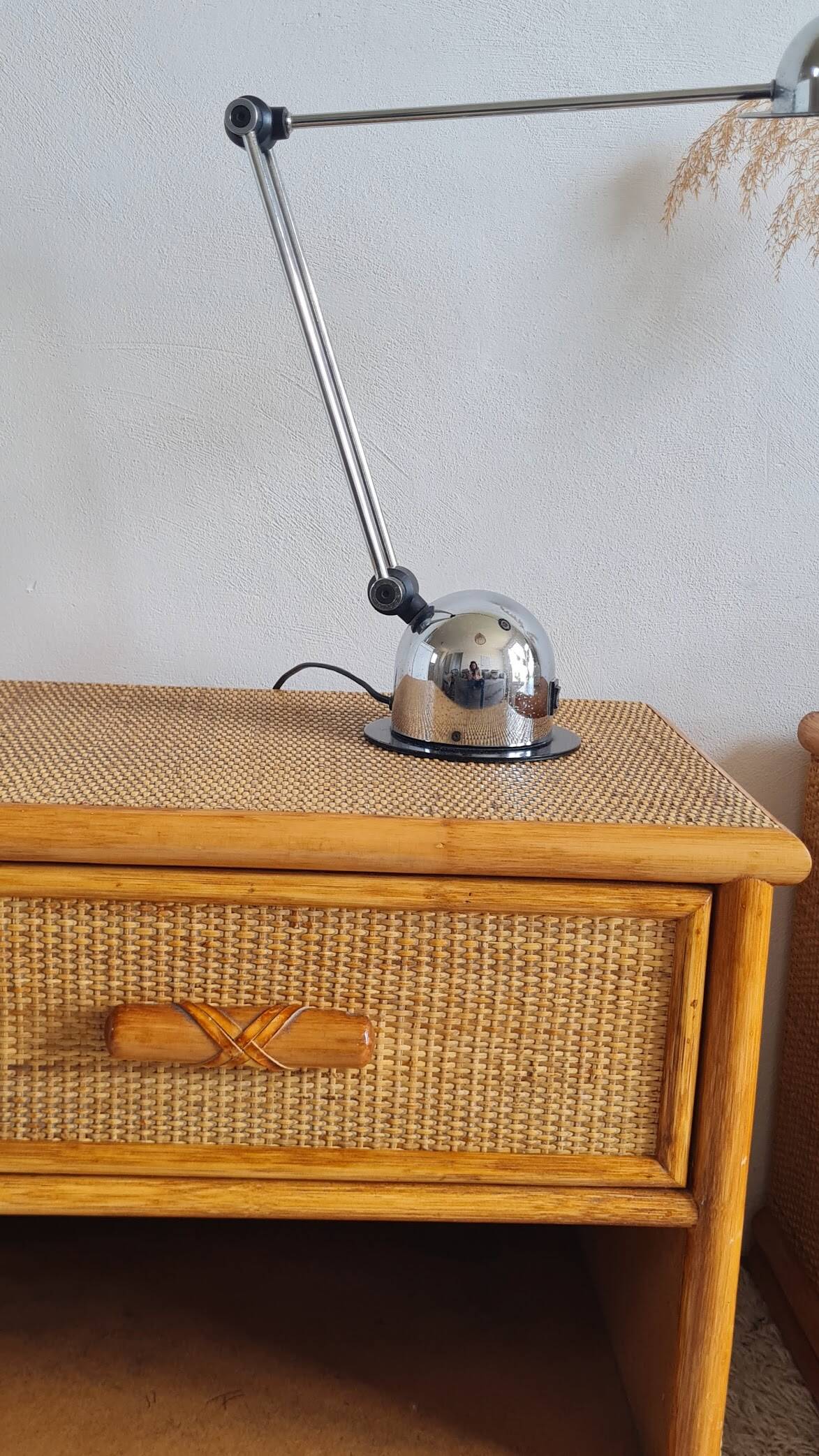 Pair of vintage rattan bedside tables from the 1970s.