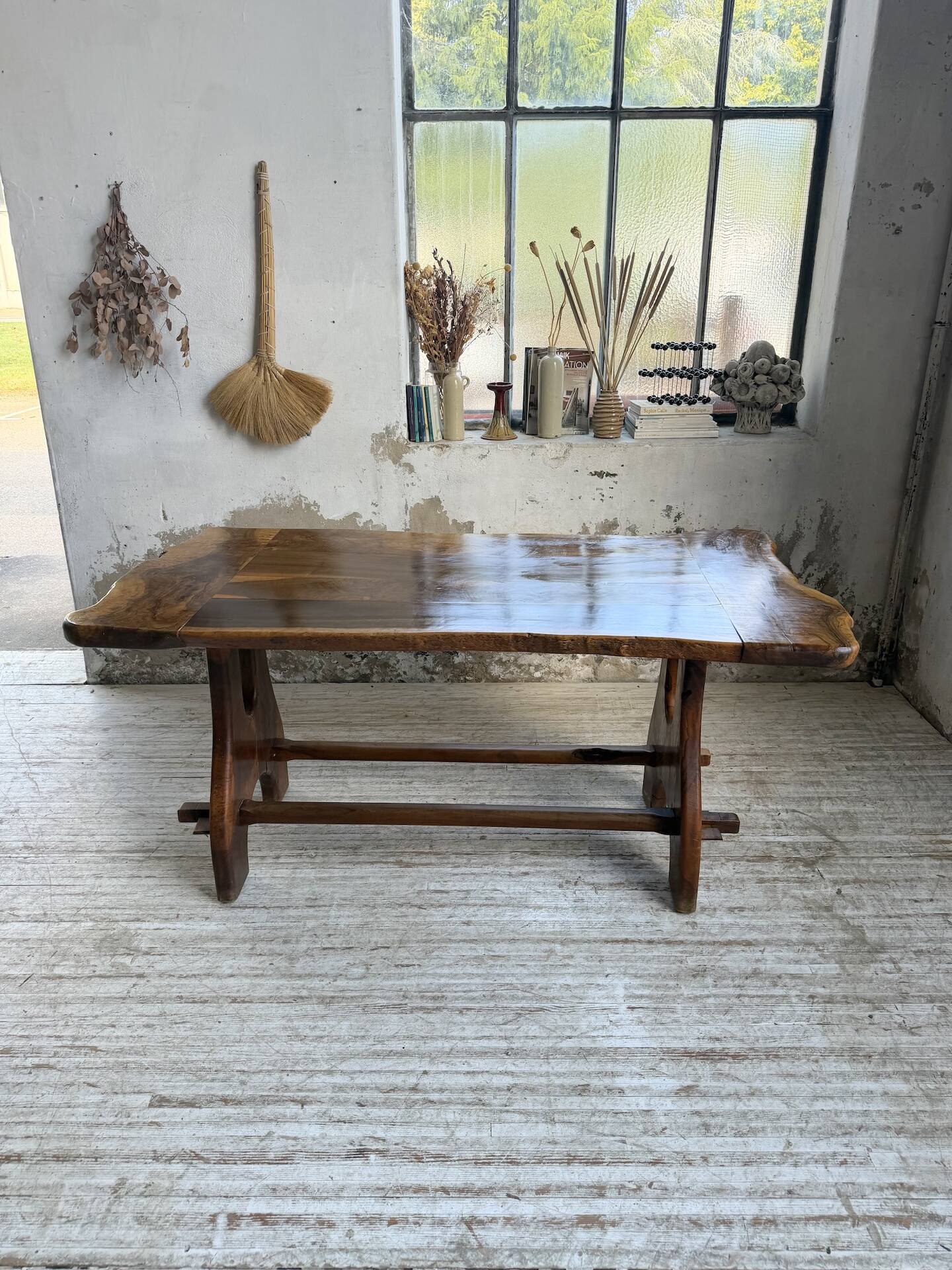 Dining table in solid olive wood Maison Skela 1960