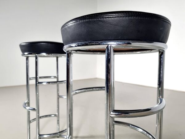 Tabourets de bar « Satish » en cuir et acier tubulaire chromé d'E Eckart Muthesius