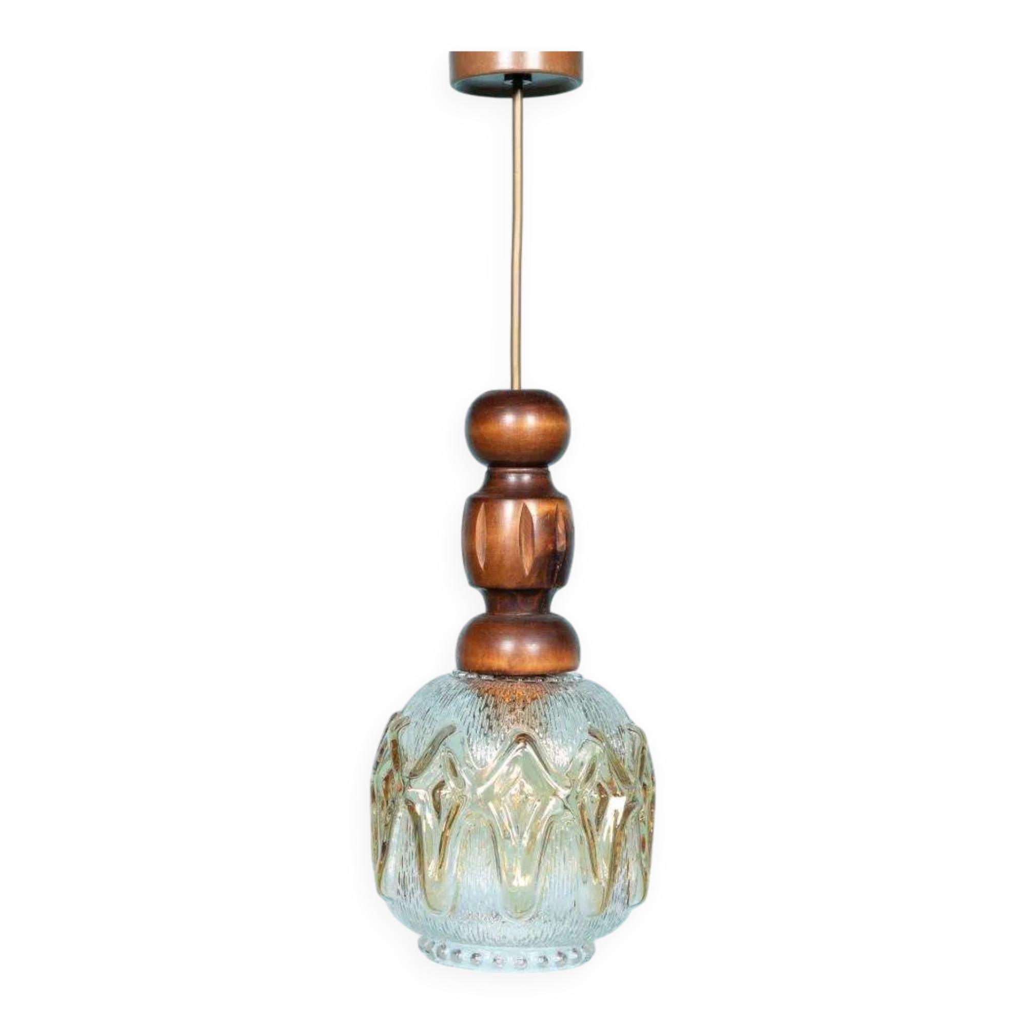 1970s brutalist glass pendant, vintage Swedish pendant.