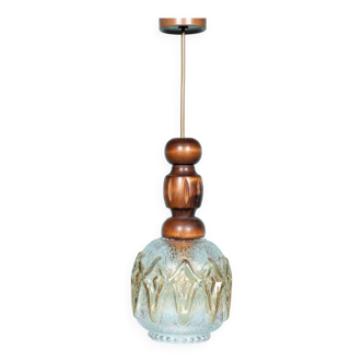 1970s brutalist glass pendant, vintage Swedish pendant.