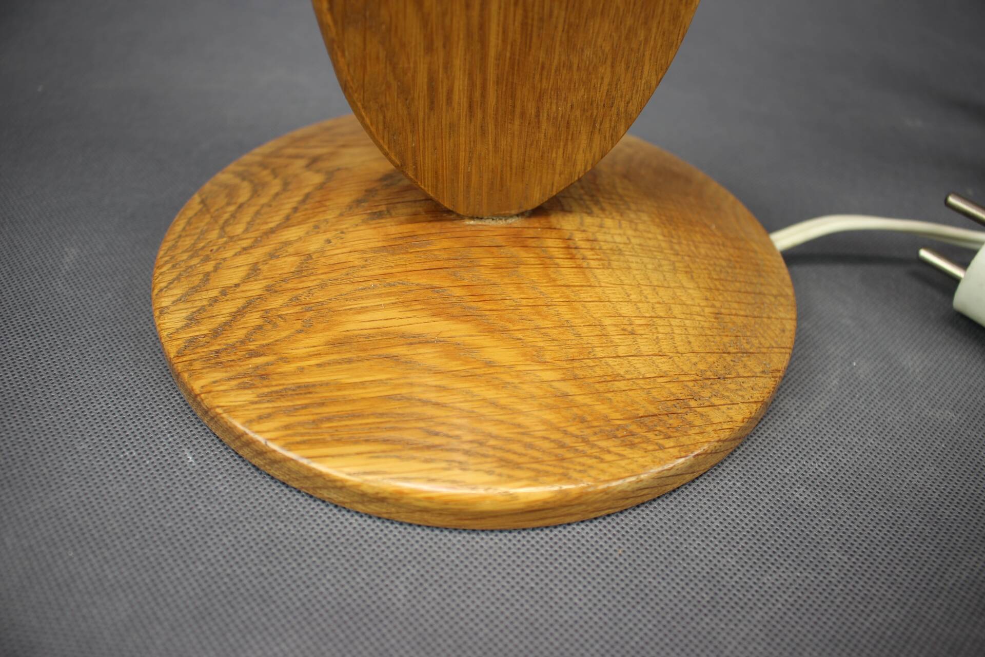 Mid-century adjustable wooden table lamp with floral shade, Czechoslovakia, 1970.
