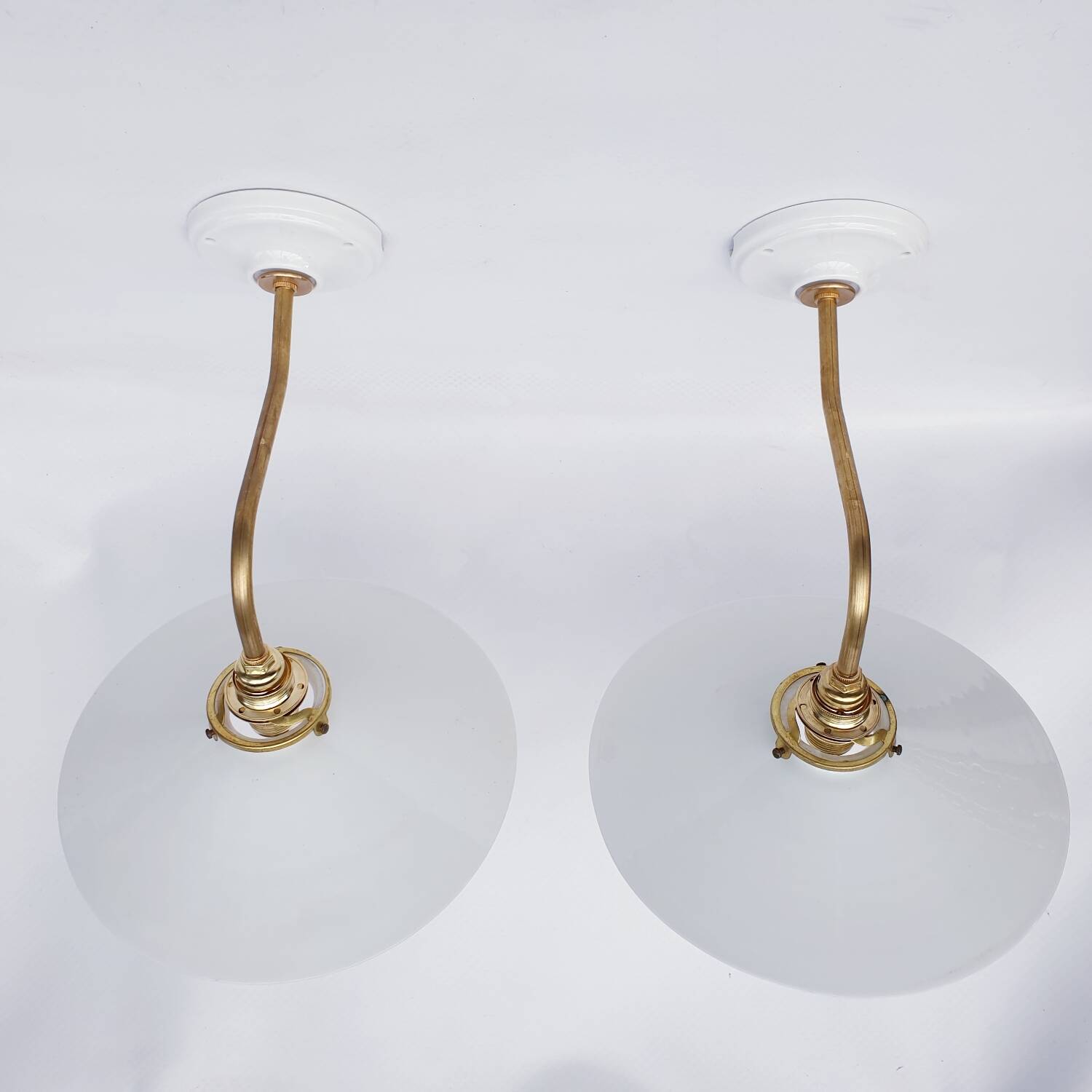 White opaline swan neck wall lights