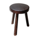 Tabouret tripode en bois et cuir, années 50