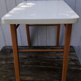 Wooden coffee table and grey tray