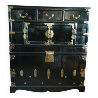 Antique Vietnamese furniture lacquered black.