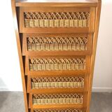 Vintage rattan chest of drawers