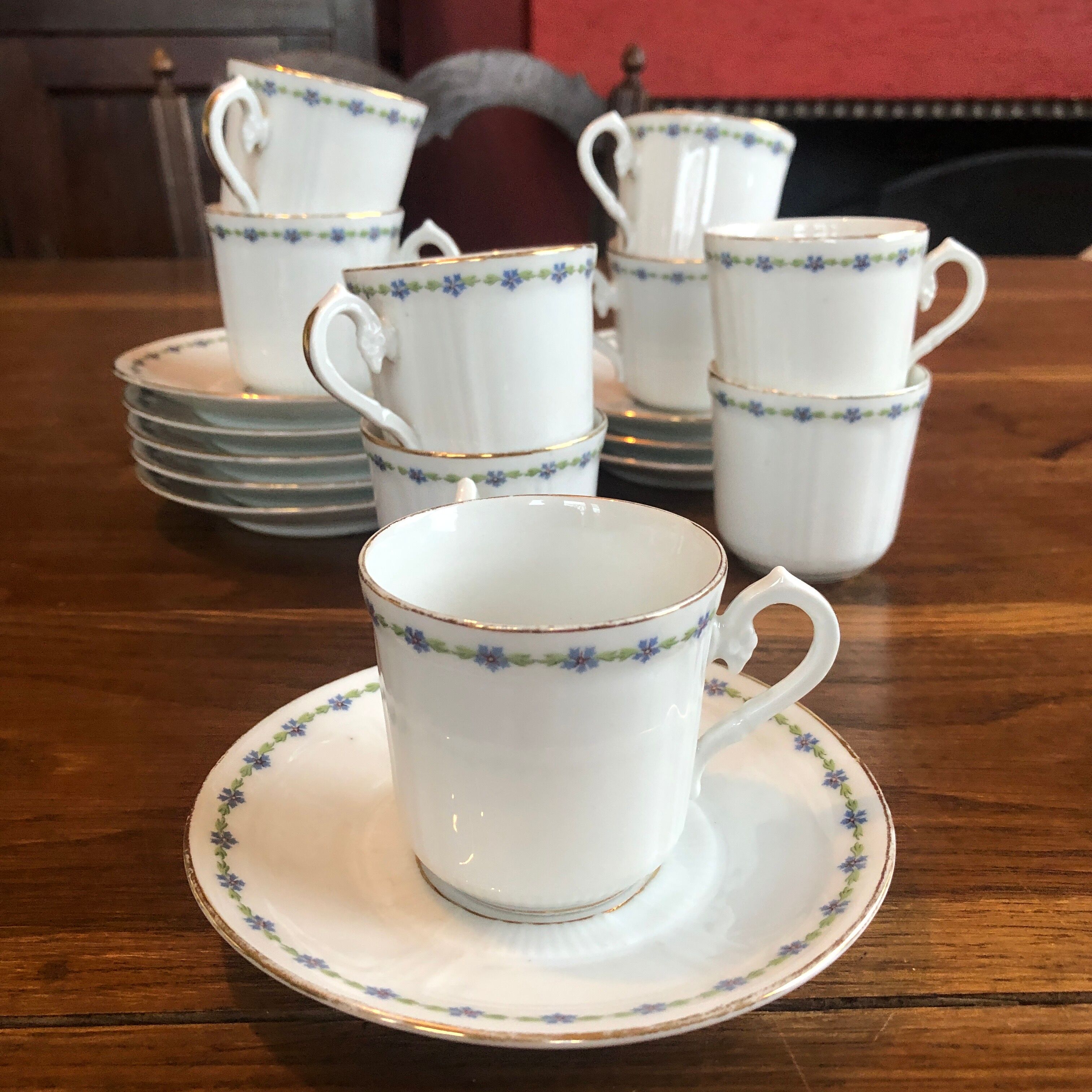 Set of 9 cups and old saucers from Limoges