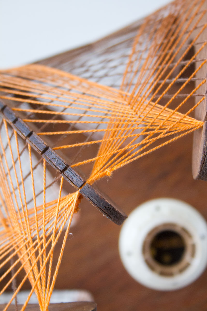 Scandinavian yarn and wood hanging lamp