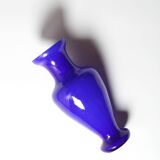 Mid-century Rare Blue and White Vintage Murano Glass Vase / Italy / 1970s