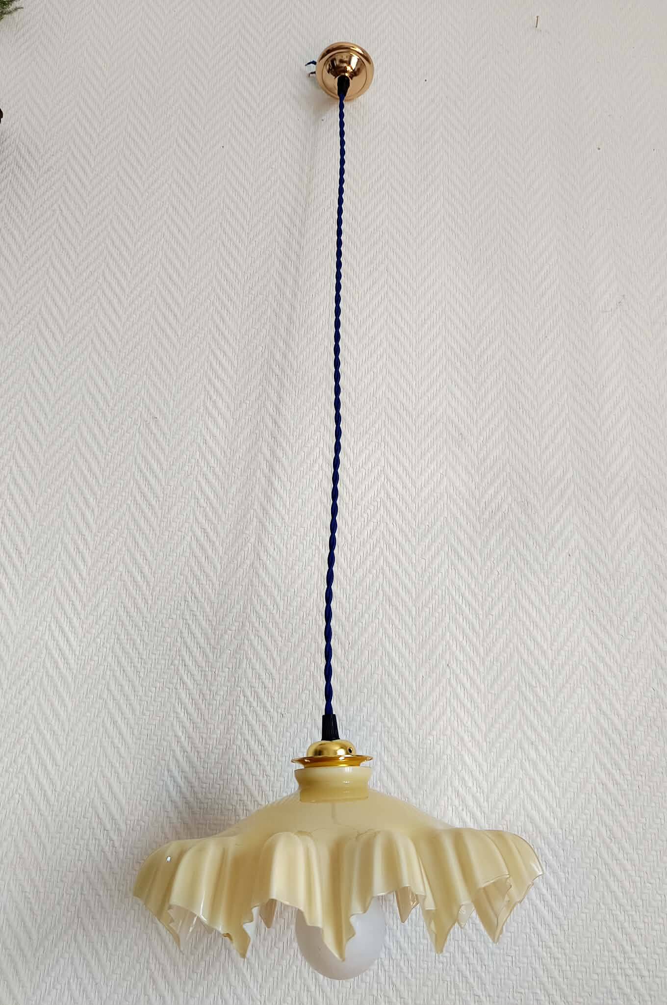 Yellow glass draped suspension Art Deco