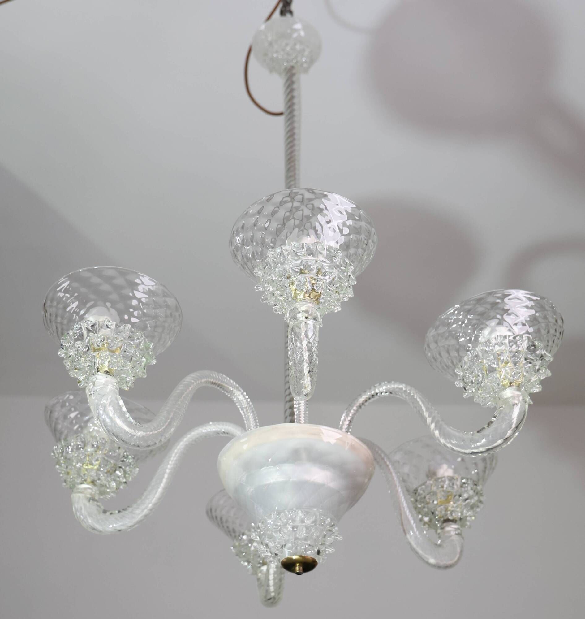 Extraordinary 6 Light Rostrato Murano Glass Chandelier by Barovier & Toso,
