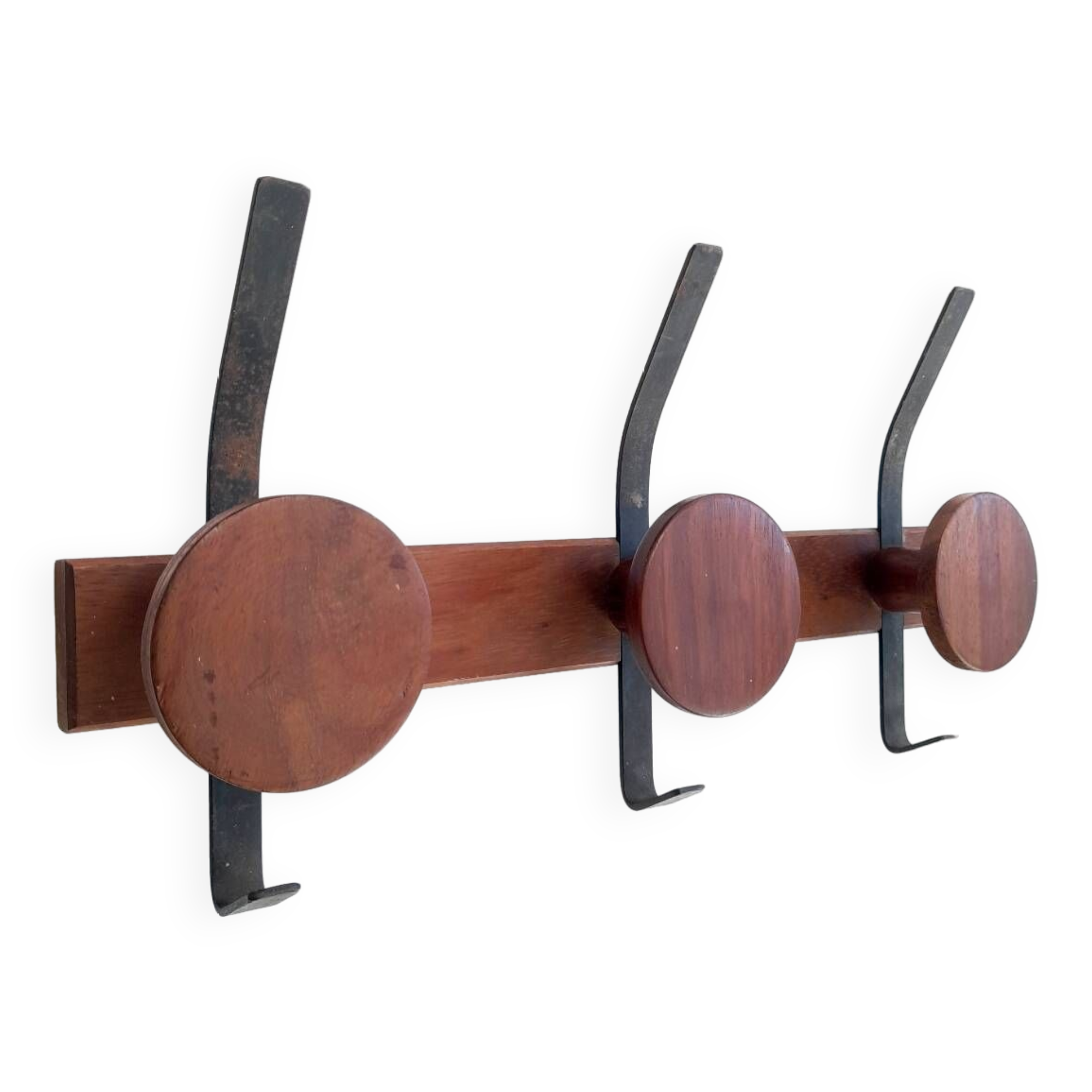 Teak and metal coat rack from the 60s