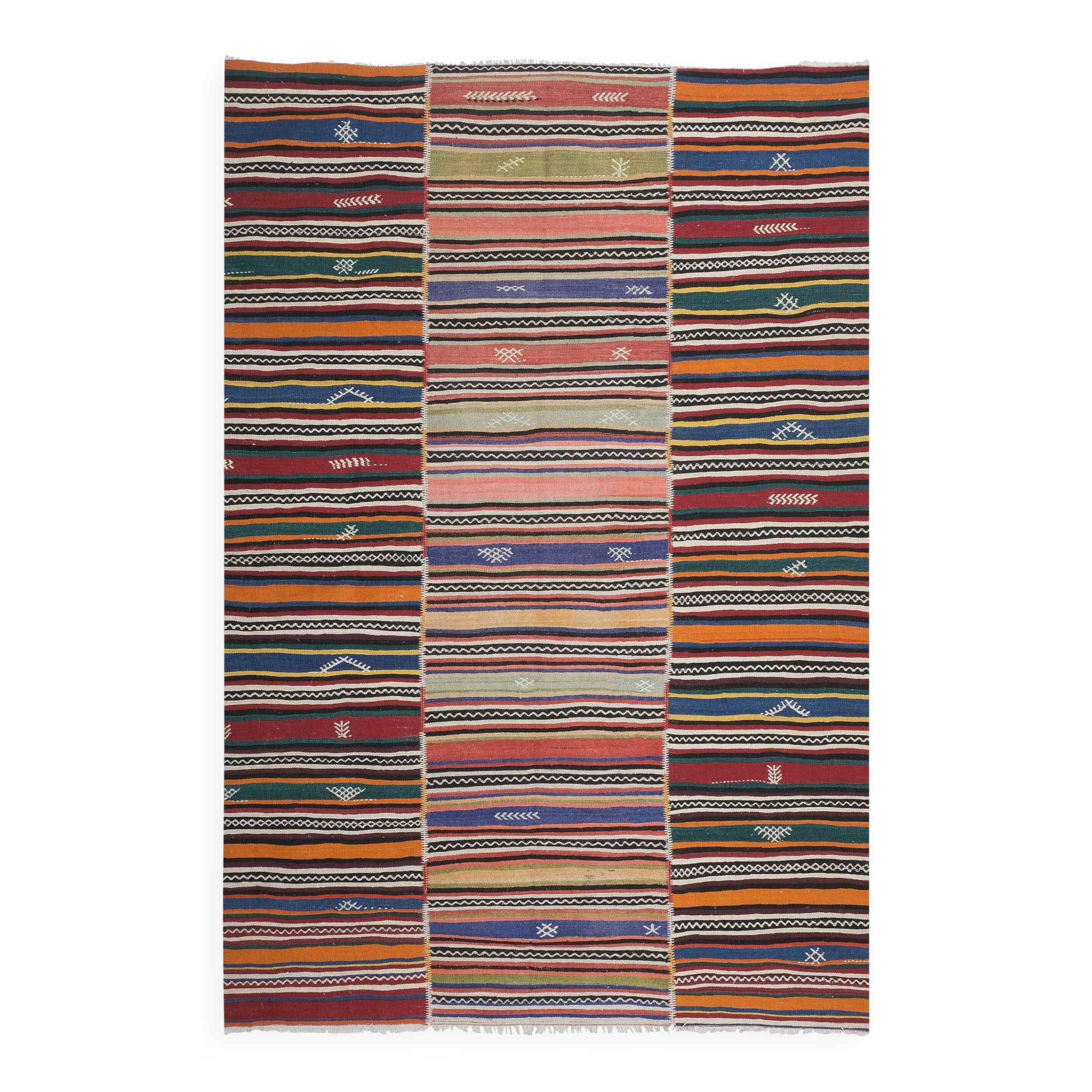 Vintage Turkish kilim handwoven 226x326 cm