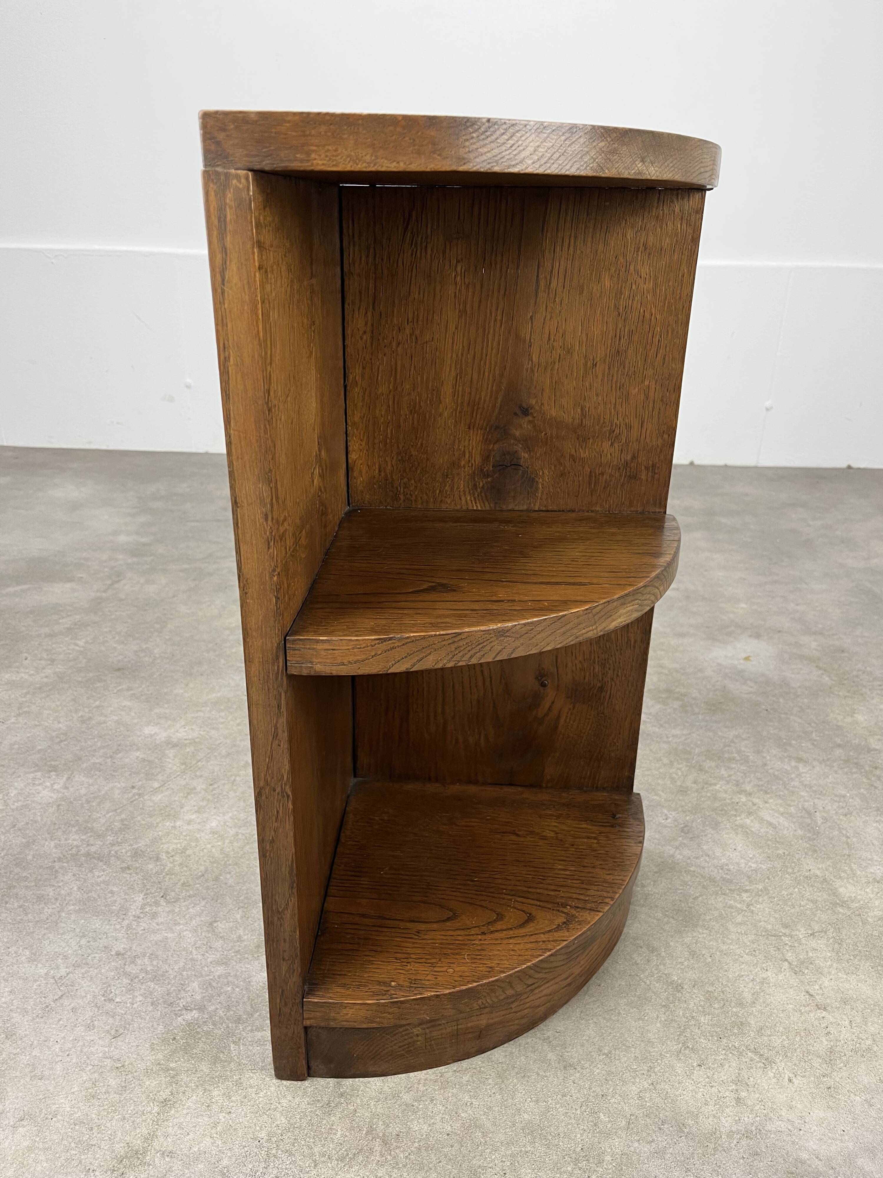 Art Deco corner unit in solid oak, corner cupboard