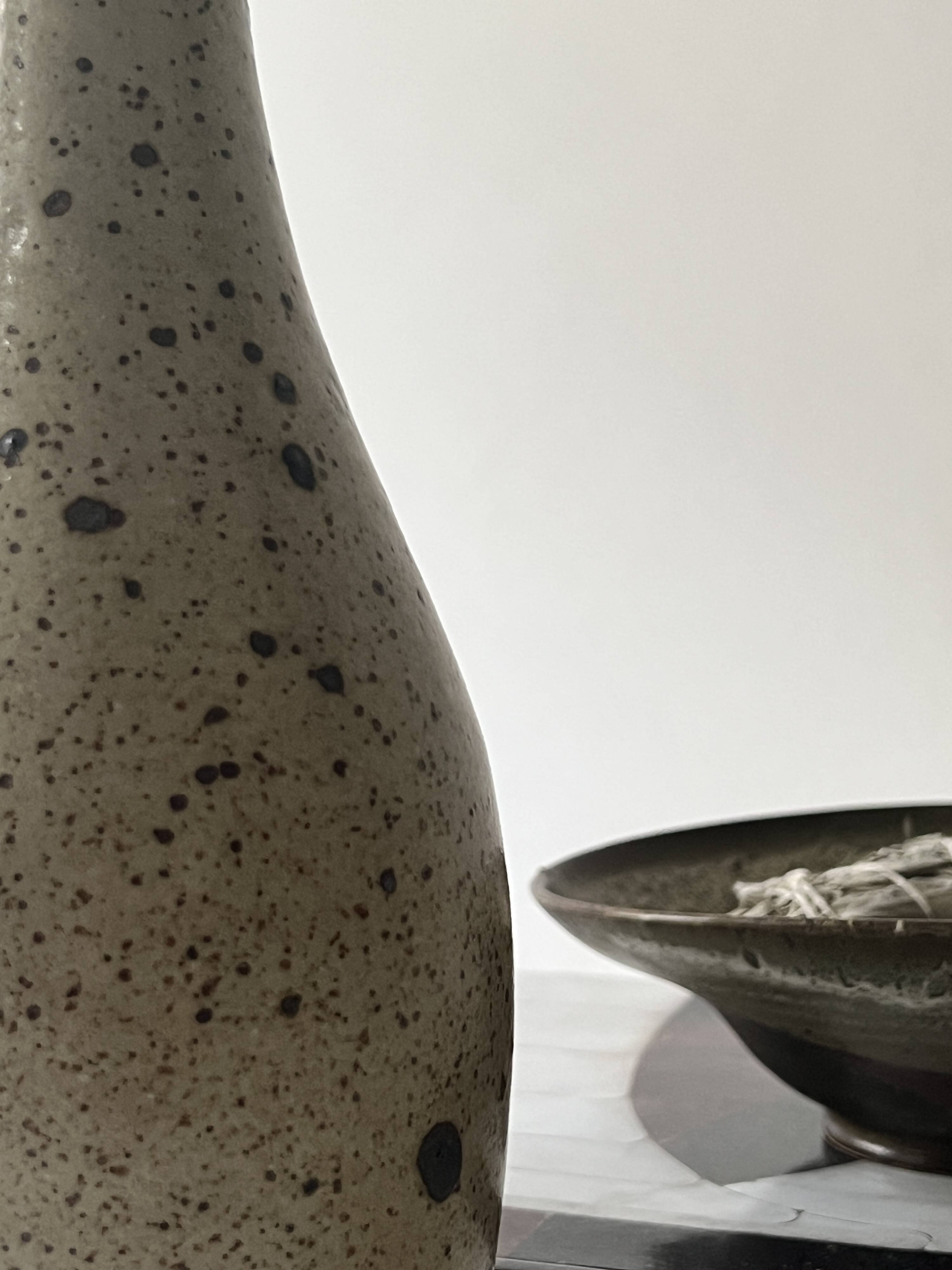 Pear-shaped vase in pyrite stoneware, La borne France 1950