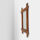 Large Vintage bamboo mirror with beveled mirror, France 1960s
