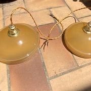 Suspension duo frosted glass orange and golden electricity new