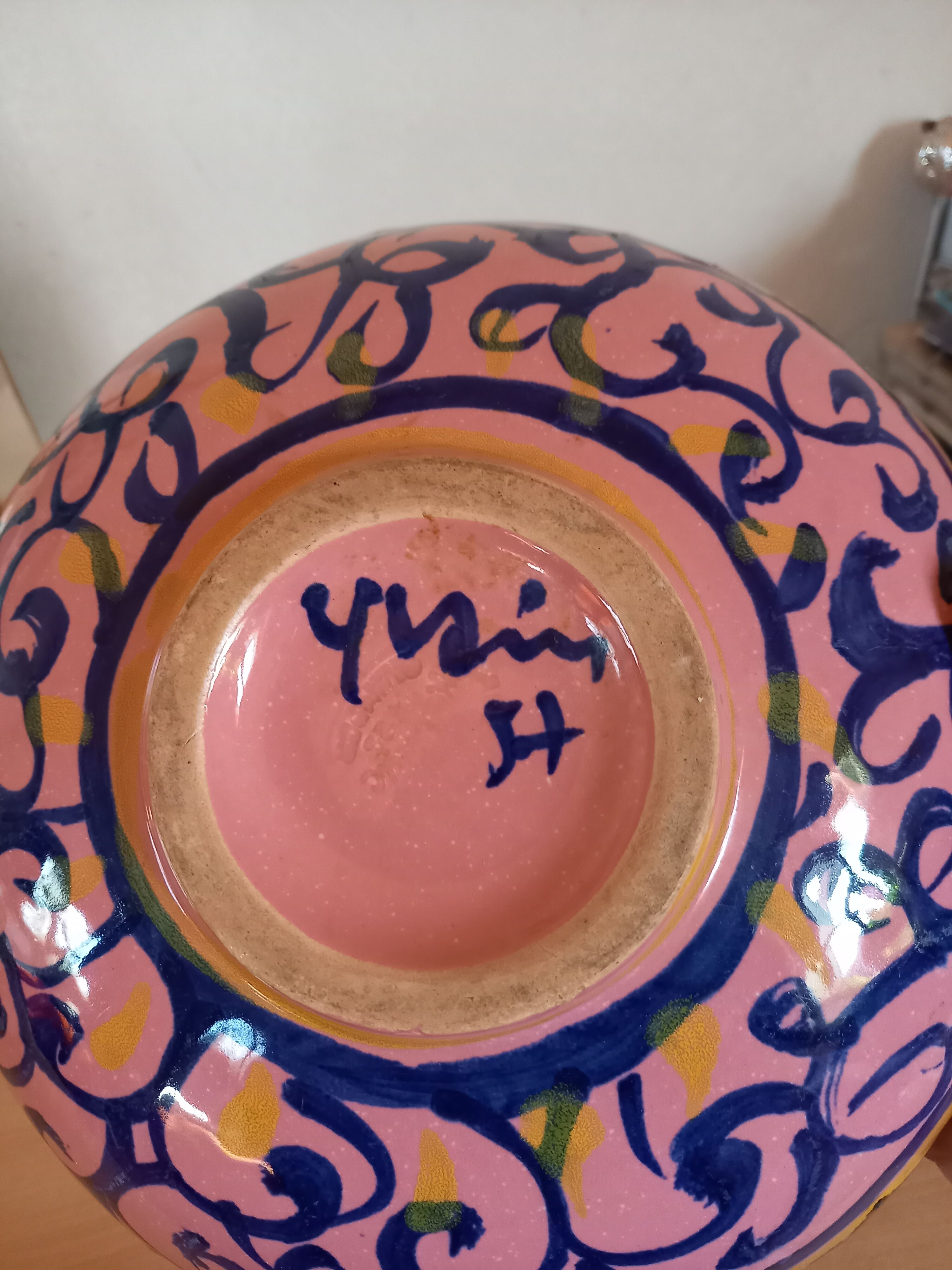 Hollow dish cut Paul Yvain Keraluc earthenware Quimper vintage