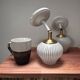 Pair of vintage white globe tilting wall sconces