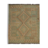 Handmade Cream Wool Kilim Traditional geometric Oriental Area Rug- 83x105cm