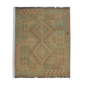 Handmade Cream Wool Kilim Traditional geometric Oriental Area Rug- 83x105cm