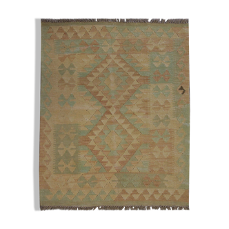 Tapis de laine crème kilim traditionnel géométrique à la main - 83x105cm