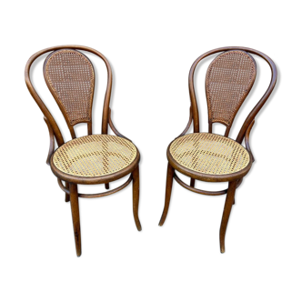 Set of 2 viennese bistro chairs  fischel bent wood