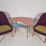 Vintage Chairs and Table, 1960s, Set of 3