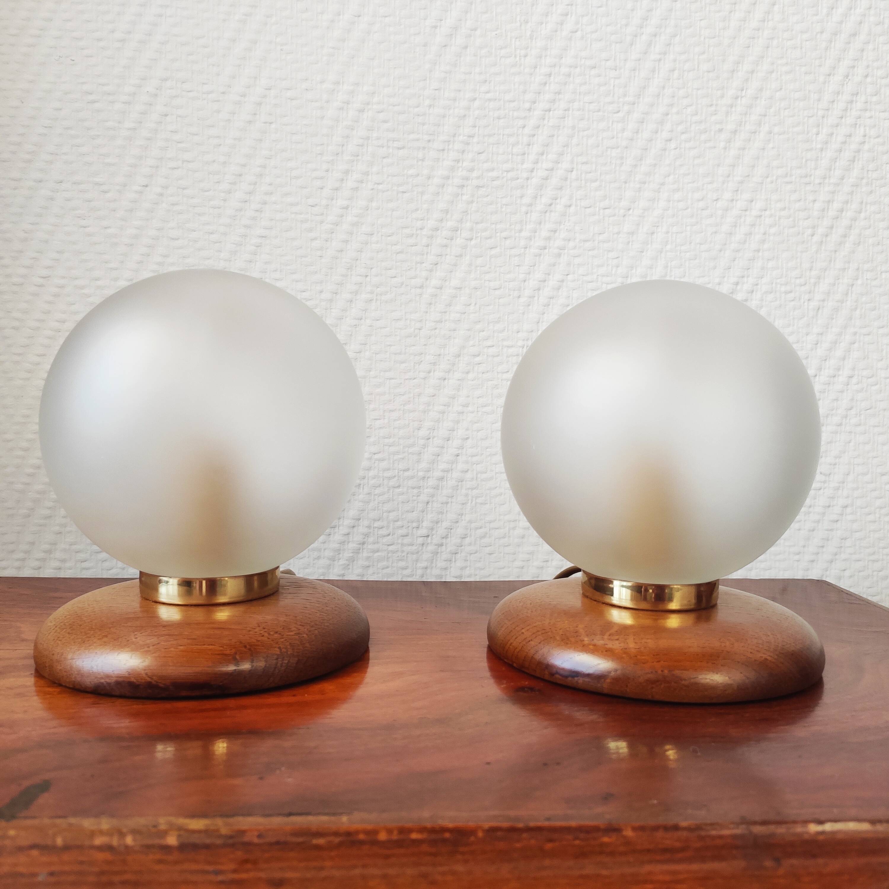 Pair of vintage ball lamps