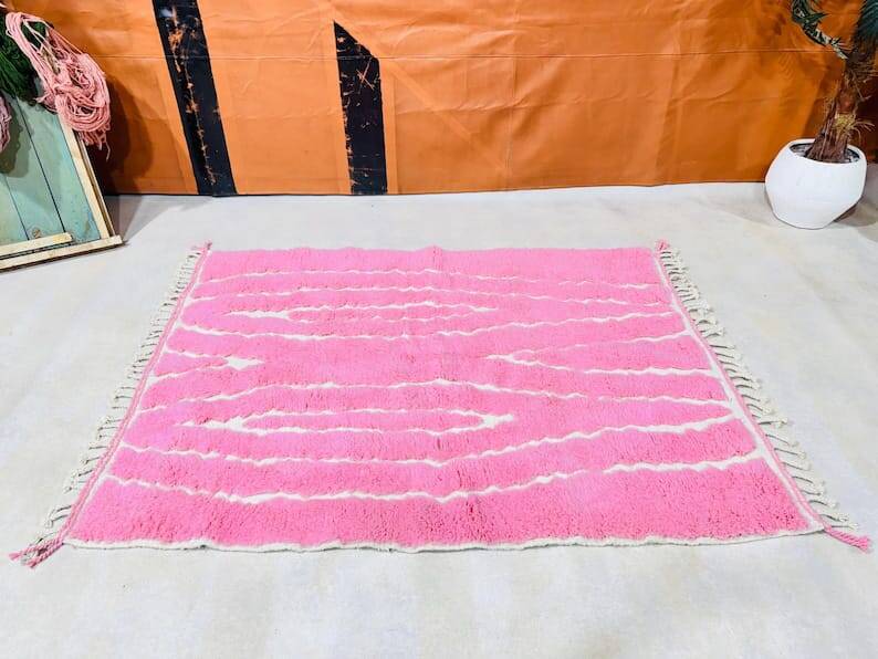 Handmade pink Atlas Berber rug