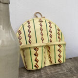 Wall-mounted planter or cutlery drainer in yellow vintage ceramic