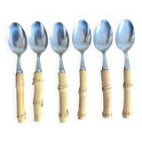 Vintage soup spoons with bamboo handle