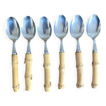 Cuillères à soupe vintage  manche bambou