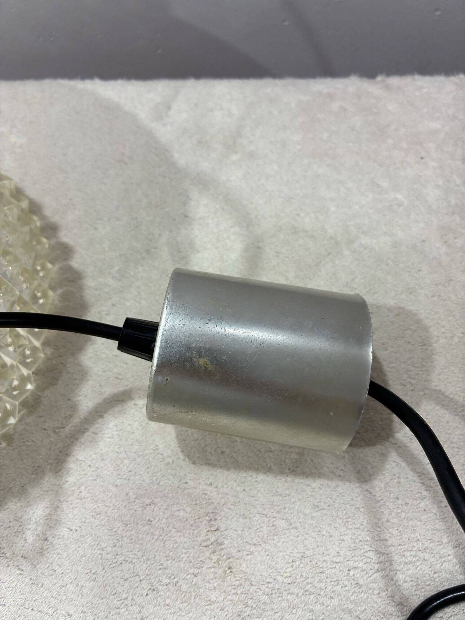 Acrylic pendant light with diamond pattern, chrome, 1970s