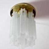 Brass ceiling light and frosted glass Glash-tte Limburg