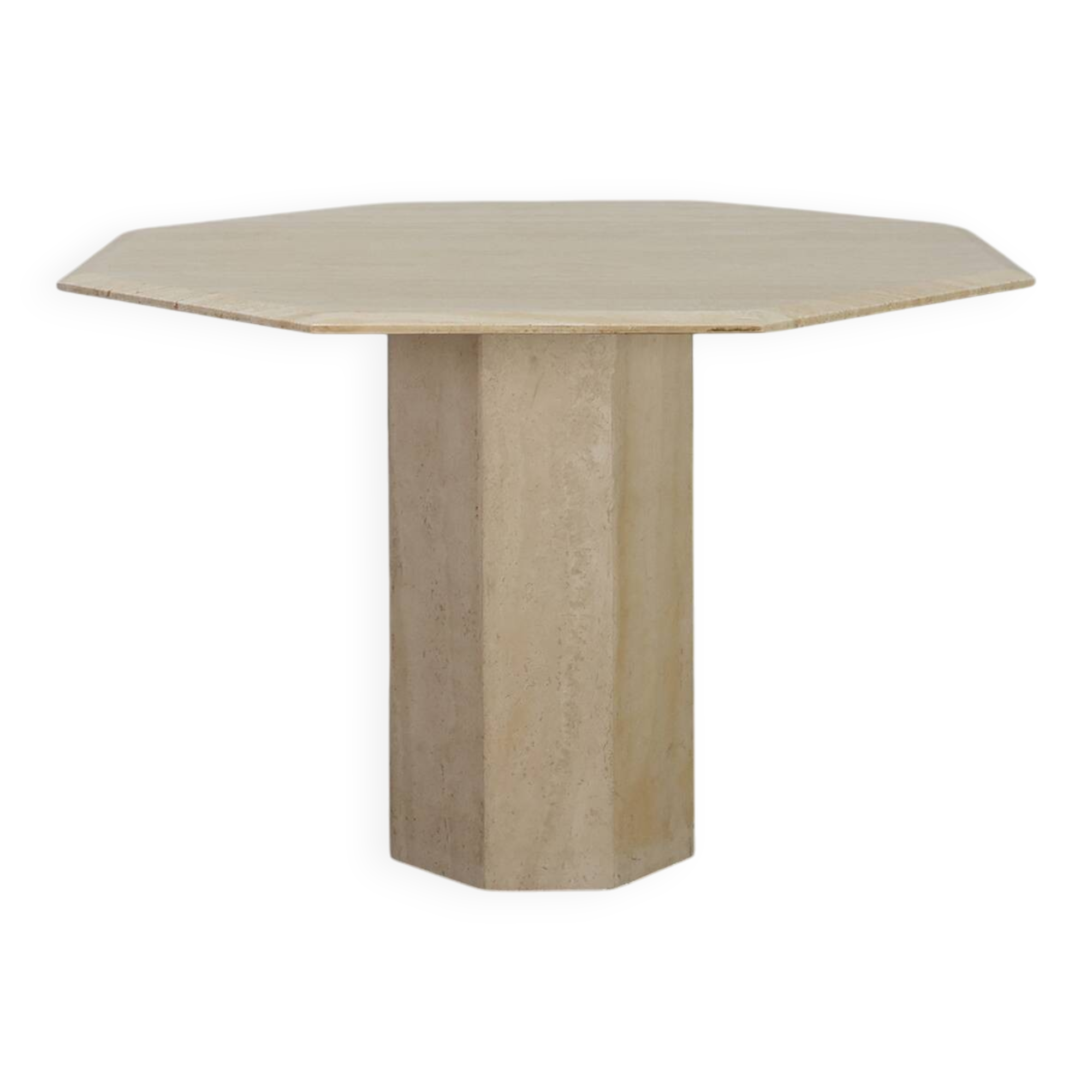 Mid-Century Italian octagonal Travertine Dining Table, 1980s