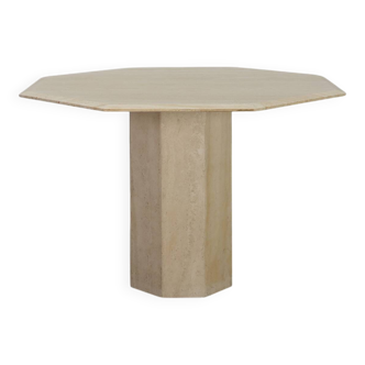 Mid-Century Italian octagonal Travertine Dining Table, 1980s
