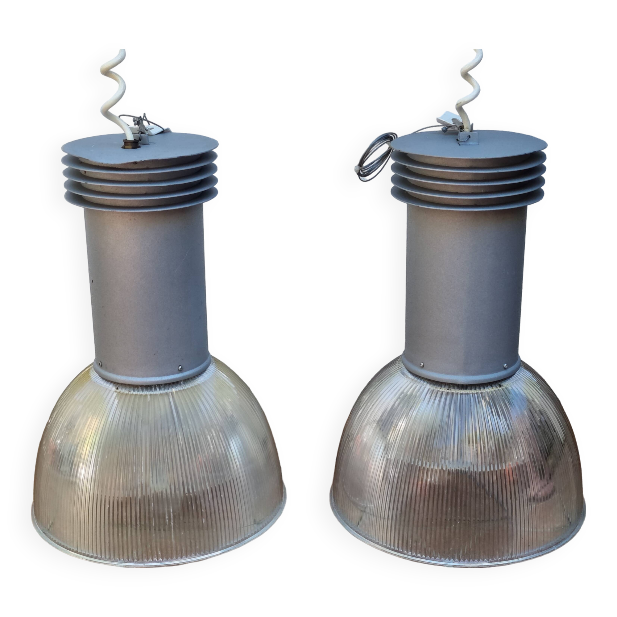 Pair of vintage industrial style pendant lights