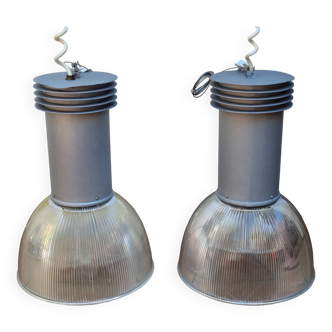 Pair of vintage industrial style pendant lights