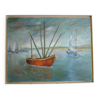 Fishing boats and sailboats 68x53.5 from M. Vanbelle