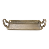 Metal tray with shagreen handles
