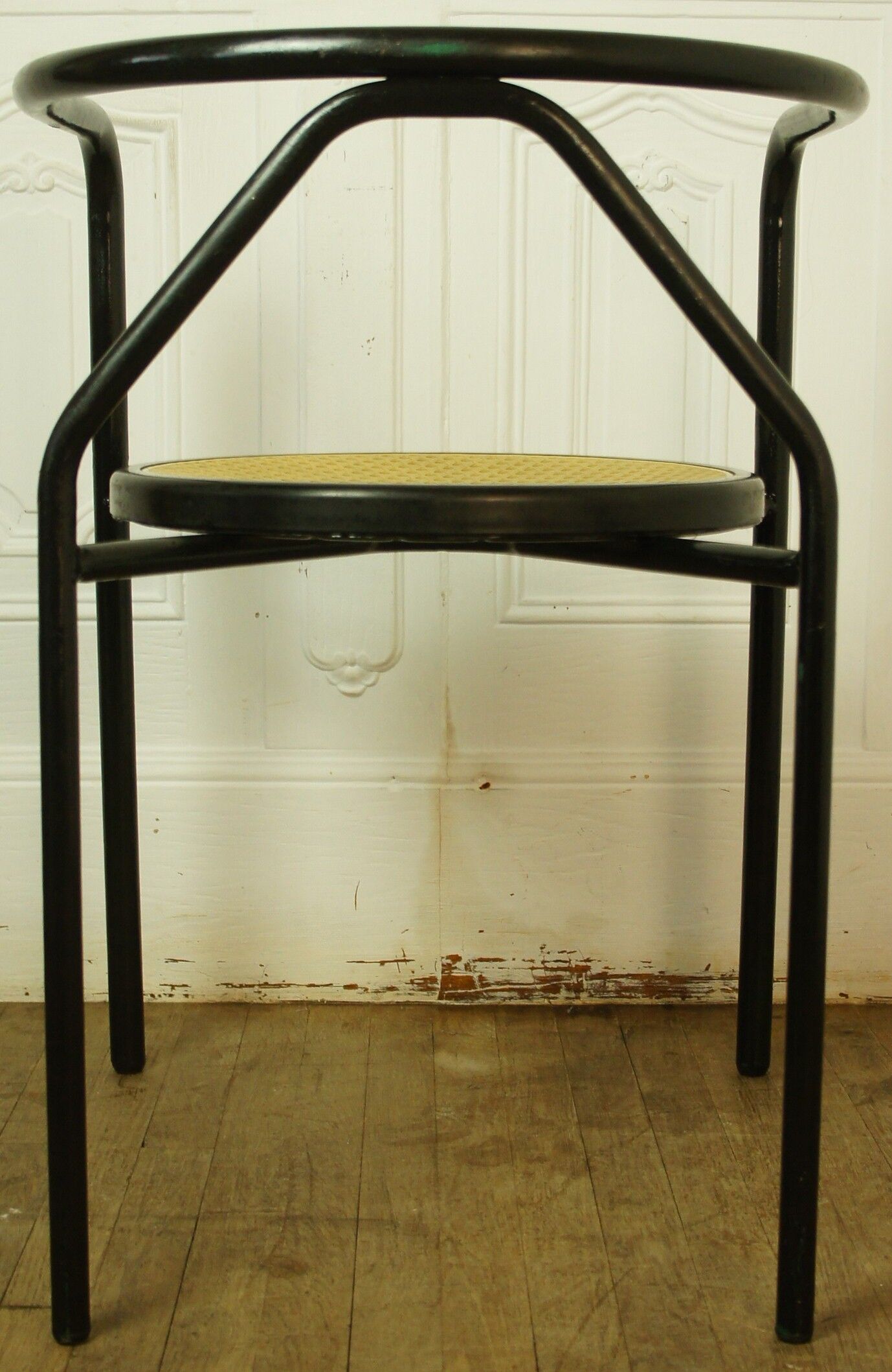 Set de 6 fauteuils minimalistes "Bauhaus" en métal & cannage