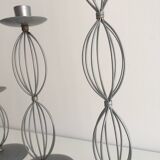 Trio of Candleholders Contemporary Candlesticks Design Metal Old Silver