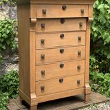 High empire chest of drawers in solid raw oak